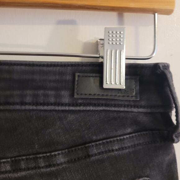 Abercrombie & Fitch Super Skinny Mid Rise Black Jeans 8/29 Ripped Knee Raw Hem - Picture 4 of 16